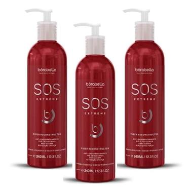 Imagem de Kit 03 S.O.S Extreme Borabella Anti-Emborrachamento 240ml - Reconstrução Capilar Imediata, Cabelos Fortes e Resistentes