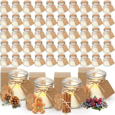 Imagem de MTLEE 50 peças de velas de Natal perfumadas para presente de cera natural com cartões de etiqueta DIY para lembrancinhas de festa de Natal, decoração de casa, aromas de árvore de Natal/biscoitos/EVE