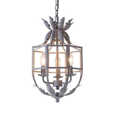 Imagem de Lustre Retro Antigo Lustre de Ferro Forjado V-intage loft Industrial Metal Luminária Pendente Quarto Varanda Corredor Lustres (Cor: Branco, Tamanho: Grande)
