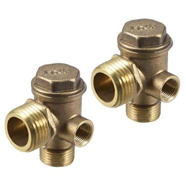 Imagem de uxcell Válvula de retenção de compressor de ar 90 graus conector de latão rosca fêmea direita 1/20.3 cm x 3/20.3 cm x 1/5.1 cm 2 peças