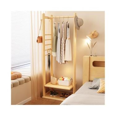 Imagem de Ganchos de prateleira para casacos, armazenamento de madeira maciça, cabide de canto para quarto, cabide de roupas domésticas, suporte de canto pequeno para apartamento, suporte de armazenamento para