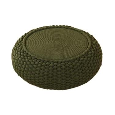 Imagem de pufe Travesseiro de chão tecido com corda algodão japonês, tapete futon tatami, almofada para casa, sala chá, varanda, meditação(Green,50cm)