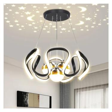 Imagem de Lustre de sala de jantar com controle remoto Lustres de teto LED modernos com design de céu estrelado Luminária de lustre