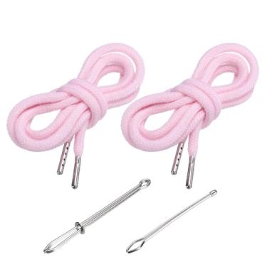 Imagem de PATIKIL Cordões de cordão de 138 cm, 2 peças de cordas de substituição com 2 peças de passadores fáceis para shorts, calças, casacos, moletom, moletom com capuz, rosa claro
