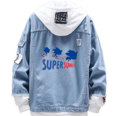 Imagem de Jaqueta jeans Sanmu Casual Digital Print Super Sonic