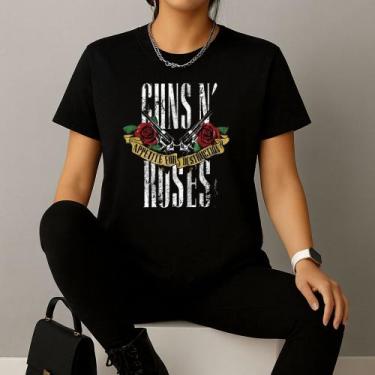 Imagem de Camiseta Feminina Estampada Guns n' Roses Letreiro 623 Modinha Look Es