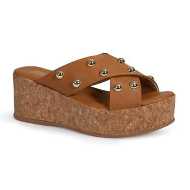 Imagem de Tamanco Feminino Plataforma Anabela Rolha com Apliques Confortável Via Angel 10304 (Carvalho, BR, Adulto, Numérico, 35)