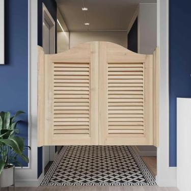 Imagem de Portas interiores de salão balançando, porta giratória inacabada, porta de café, porta de madeira maciça, portas de meia cintura com fecho automático com dobradiças