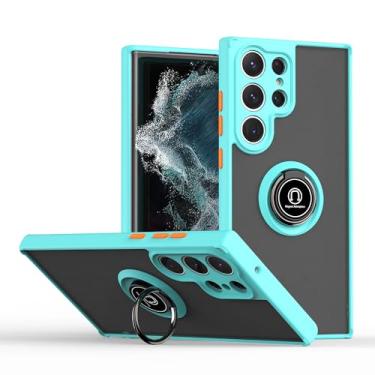 Imagem de Umiup Capa fina para Samsung Galaxy S24ultra/S24plus/S24, capa protetora à prova de choque com suporte de anel, traseira fosca translúcida, azul 1, S24 Ultra