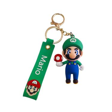 Imagem de Boneco Luigi Chaveiro 3d Com Mosquetão Emborrachado Mario Bros