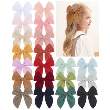 Imagem de Clipes de cabelo doboi, 20 peças, laços de linho de 14 cm para meninas
