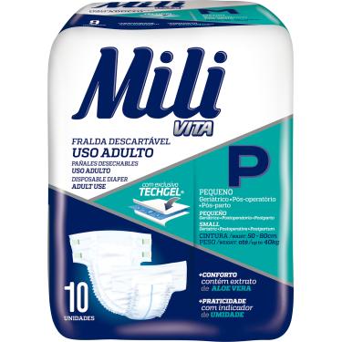 Imagem de Fralda Geriátrica Adulto Mili Vita  Tamanho P Pacote c/ 10