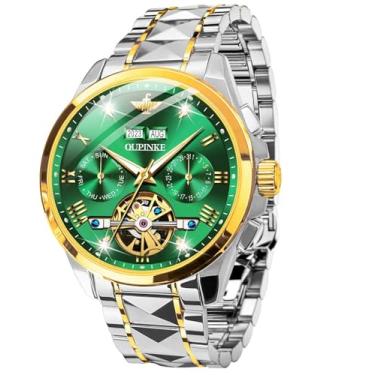 Imagem de Relógios automáticos masculinos esqueleto, mecânico, corda automática, luxuosa, vestido de negócios, relógio de pulso, diamante, aço tungstênio, cristal de safira, calendário, à prova d'água, luminoso