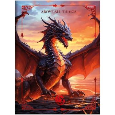 Imagem de Kit de Cadernos Brochura, Foroni, 1/4, Capa Dura, Drakos, 80 Folhas, Pacote com 5