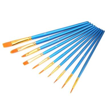 Imagem de AYNEFY Pincéis de Pintura de Cabelo de Nylon Conjunto de Pincéis de Pintura Infantil de 10 Unidades de Arte de Cabelo de Nylon para a óleo Acrílica Em Aquarela, Desenho Infantil, Artesanal, Ferramentas de