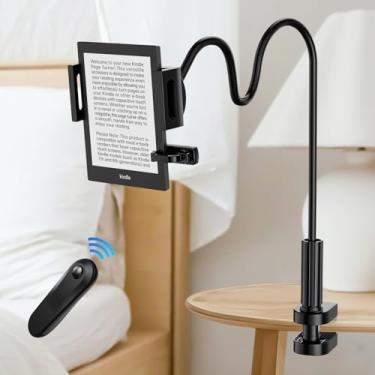 Imagem de TeoTeeo Suporte para Kindle com virador de página remoto – Leia na cama sem bloquear texto ou ajustar margens – Reduz a tensão no pescoço – Virar página silenciosa para Kindle, iPad, iPhone