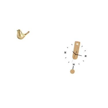 Imagem de Fenteer Estatueta de Pássaros Dourados, Estátua de Animal, Decoração Moderna para Casa, Ornamento, Escultura de Pássaro com Grandes Algarismos Romanos, Relógi