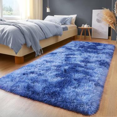 Imagem de Isdook Tapetes de pelúcia para sala de estar, tapetes macios e felpudos para sala de estar, tapetes felpudos antiderrapantes atualizados para quarto infantil, decoração perfeita para casa moderna, tie
