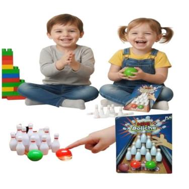 Imagem de Mini Boliche Infantil, Jogo de Boliche com 10 Pinos e Bolas Coloridas, Brinquedo Educativo para Crianças