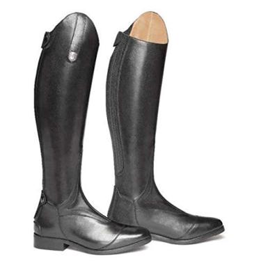 Imagem de Bigfanshu Botas femininas de equitação de cavalo, joelho cavaleiro de couro, cavaleiro longo cavaleiro, cano largo, fantasia medieval, cano alto, fivela Chelsea Ankle Shoes, Preto, 6.5
