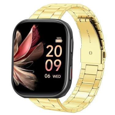 Imagem de Lamshaw Pulseiras de substituição de aço inoxidável FITVII Fitness Tracker, 18 mm, 20 mm, 22 mm, compatíveis com relógio inteligente FITVII HM57, HM78, HM68, HM21, H56, H86, 18mm size band, Aço