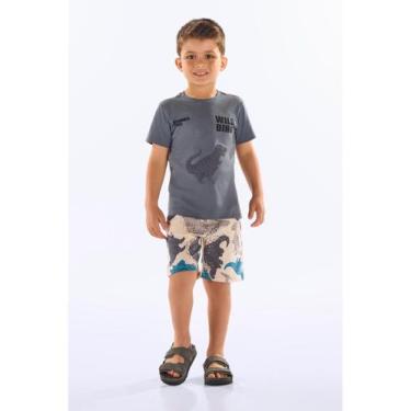 Imagem de Conjunto Infantil Camiseta e Bermuda Up Baby, Cinza, 1