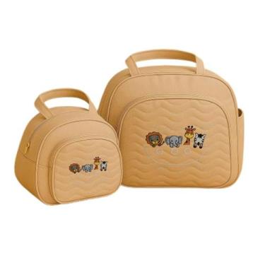 Imagem de Kit Bolsa e Frasqueira para Saída Maternidade Bordada Arca de Nóe - Sa