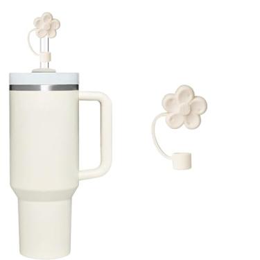 Imagem de Capa de palha de silicone para Stanley Cup Acessórios de 40 e 850 g, tampa de palha de flor fofa de 10 mm para copos de 1,134 g, topo de palha reutilizável para copos, lindo topo de palha para copos