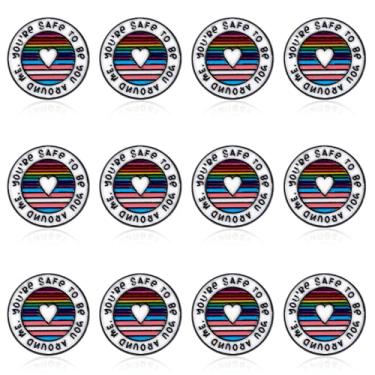 Imagem de Broche de lapela esmaltado com 12 peças, You're Safe to Be You Around Me Inspirador LGBTQ Ally Badge Broche Decoração para Roupas Estudante Enfermeira