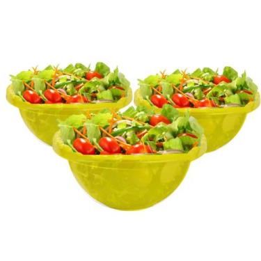 Imagem de 3 Saladeira 5l Plastico Bacia Multiuso Grande Salada - LTG, Amarelo