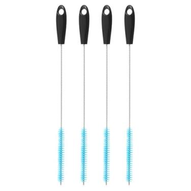 Imagem de Escova de limpeza de canudo, 4 peças de escova reutilizável de 27 cm de comprimento, limpadores de cachimbo para limpeza de copo, copo com bico, garrafa e tubo (azul)