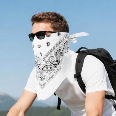Imagem de Bandanas femininas multiuso, 100% algodão, bandanas de caubói Paisley 56 cm brancas
