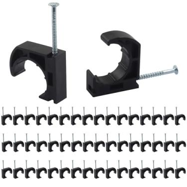 Imagem de Hordion 50 peças de meia braçadeira J-Hook com prego, suporte de grampo de tubo de 3/10.2 cm para fio de fixação de tubo PEX de 3/10.2 cm