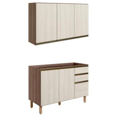 Imagem de Armario Aereo Balcao Pia 120 Cm Mdf Kali Carvalho Toq Bianco - Nicioli