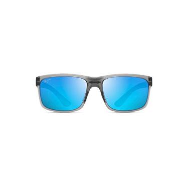 Imagem de Maui Jim Óculos de sol retangulares polarizados Pokowai Arch masculino e feminino, Cinza fosco translúcido/azul Havaí, Medium