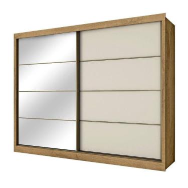 Imagem de Guarda Roupa Sevilha 1 Porta Espelhada 100% Mdf Mademarcs Amêndoa-off White-amêndoa
