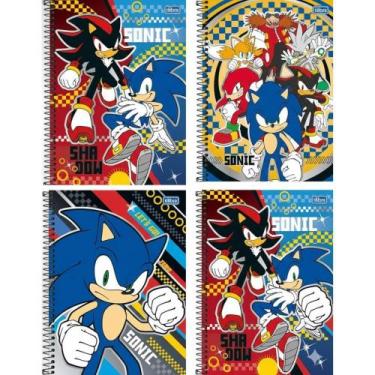 Imagem de Caderno 1X1 Capa Dura Sonic 80 Folhas Espiral Colorido - Tilibra