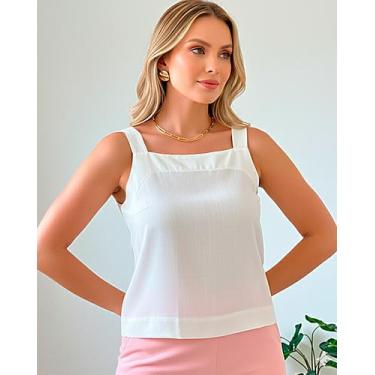 Imagem de Blusa Feminina Regata Alça Larga Viscose Com Elastano - NoBrand, Branc