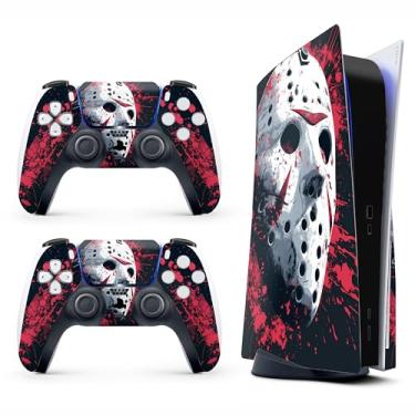 Imagem de Skin Sticker for Game Console 5 Cover, Both Disc & Digital Edition (not Slim Version) - Horror Hockey Mask, Removable Decal Cover for 2 Controllers & Console