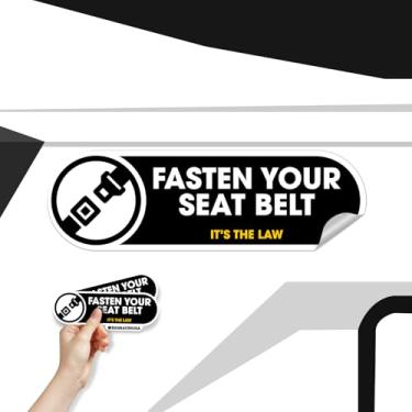 Imagem de Adesivo de segurança para carro com fecho de segurança | Adesivo de lembrete impermeável para colocar seu cinto de segurança | Placa de vinil brilhante permanente para carro | Adesivo de cinto de