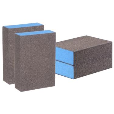 Imagem de Generic 4 peças de blocos de esponja de lixa #120 (400 grãos) esponjas de lixamento à mão molhada/seca, bloco de lixa de espuma de 100 x 70 x 25 mm para polimento de cozinha, móveis de drywall de