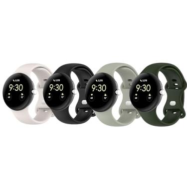 Imagem de 4 pulseiras de relógio compatíveis com o Google Pixel Watch 2/1 de silicone macio esportivas, pulseiras de reposição para relógio, acessórios para mulheres e homens