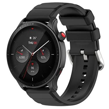 Imagem de Pulseira esportiva de 22 mm compatível com Amazfit GTR4 pulseira de silicone macio de substituição para mulheres e homens (preto)