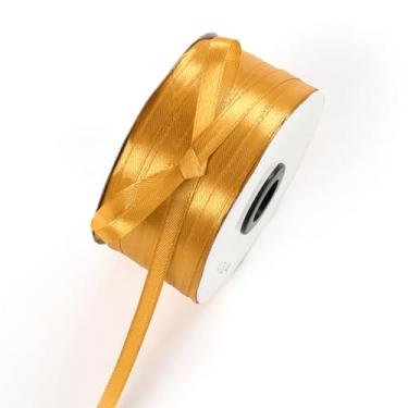 Imagem de Fita de cetim dourada de 1/10.2 cm x 230 jardas fitas de tecido a granel de face única para embrulho de presente, projetos de artesanato e bricolage, acessórios de cabelo, laços minúsculos