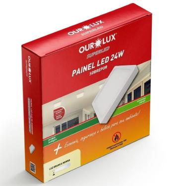 Imagem de Painel Abs Led Sobrepor 24 Watts Bivolt 2700k Quadrado - 02910b - Ourolux