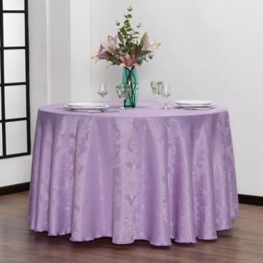 Imagem de Toalha de Mesa Redonda 1,40 Metros de diâmetro Jacquard Cobre Mancha Luxo Festas Bares Eventos(LILAS)