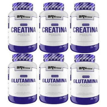 Imagem de Kit 3X Premium Creatina 100G+ 3X Premium Glutamina 100G - Brn Foods