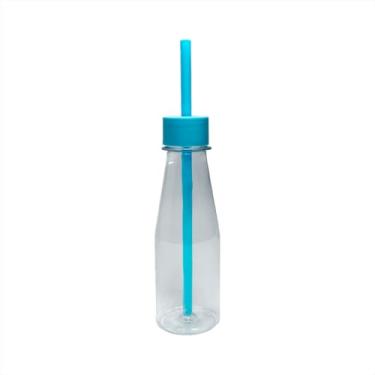 Imagem de Kit 5 Unidades Garrafinha Coquinho Plástico Squeeze 120ml Com Canudo Lembrancinha Bebida (Azul)