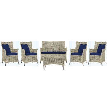 Imagem de Jogo Sofá 4 Poltronas E Mesa Igapó Marrom E10 Trama Original Rami