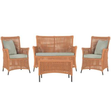 Imagem de Jogo Sofá 2 Poltronas E Mesa Igapó Marrom E3 Trama Original Terra Cota